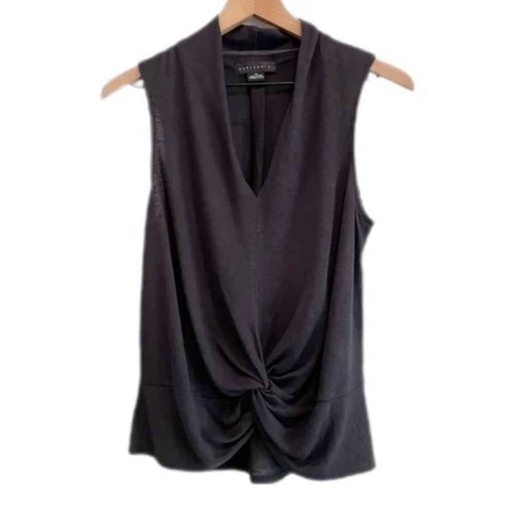 Anthropologie Sanctuary Black Twist Front V Neck Tank Top Small